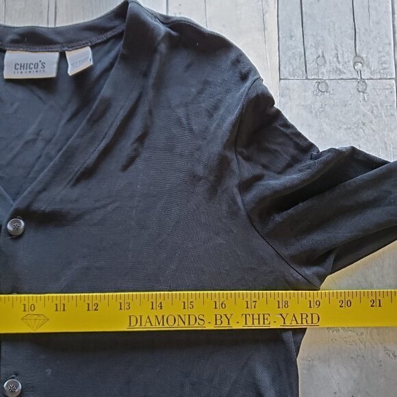 Chico's Travelers Black Full Button Down Top/Jacket - Size 1 - Picture 5 of 6